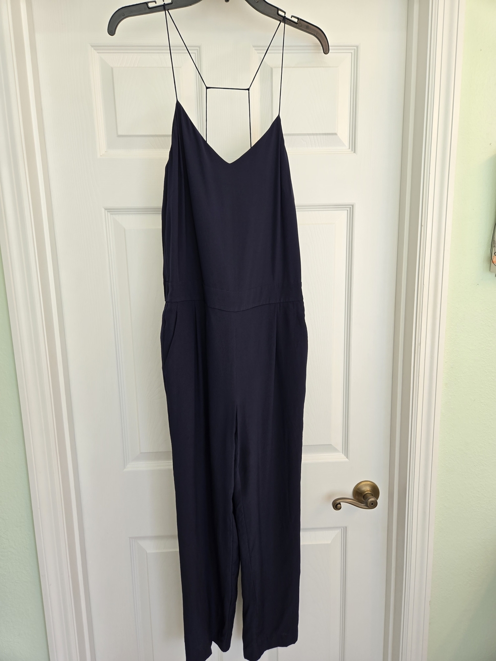 J. Crew Navy 100% Silk Spaghetti-Strap Jumpsuit 2 Summer